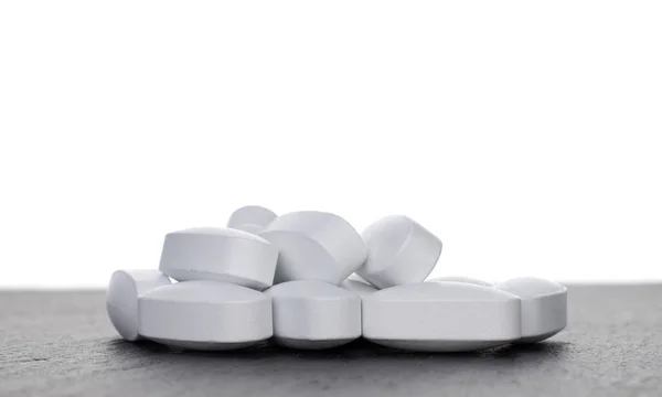 Several Vitamin Tablets Close Isolated White — Zdjęcie stockowe
