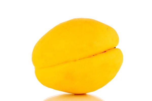 One Bright Yellow Juicy Pineapple Apricot Macro Isolated White Background — Stockfoto