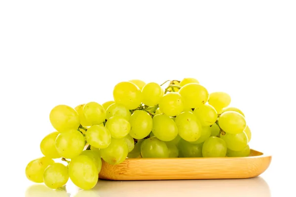 One Bunch White Grapes Wooden Tray Close Isolated White Background — ストック写真