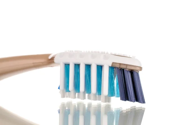 One Plastic Toothbrush Close Isolated White Background — Stock Photo, Image
