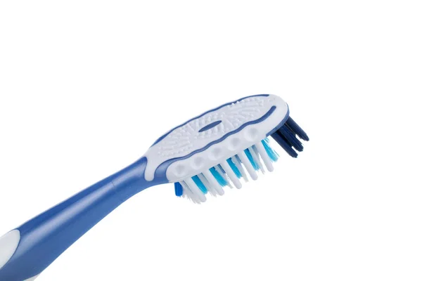 One Plastic Toothbrush Close Isolated White Background — Stock Photo, Image