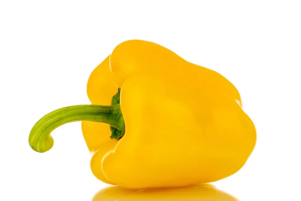 One Sweet Pepper Bright Yellow Color Macro Isolated White Background — 스톡 사진