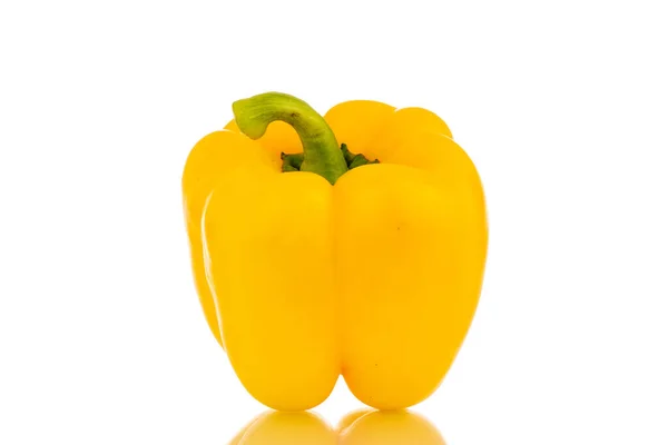 One Sweet Pepper Bright Yellow Color Macro Isolated White Background — Photo