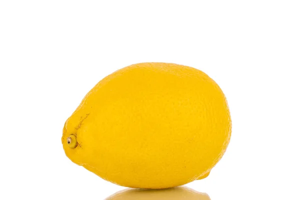 One Bright Yellow Juicy Lemon Macro Isolated White Background — Stock Photo, Image