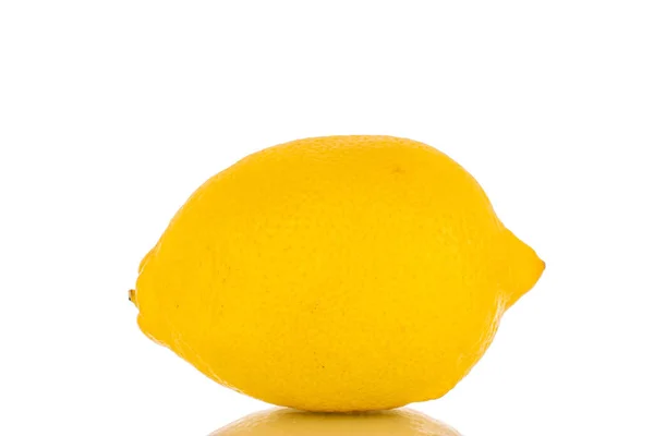 One Bright Yellow Juicy Lemon Macro Isolated White Background — Stock Photo, Image