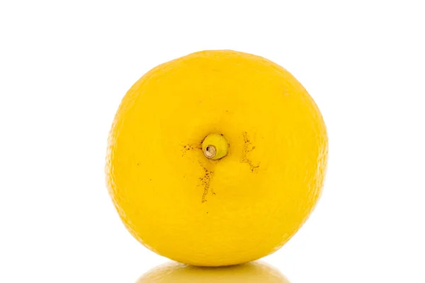 Bir Parlak Sarı Sulu Limon Makro Beyaz Arka Planda Izole — Stok fotoğraf