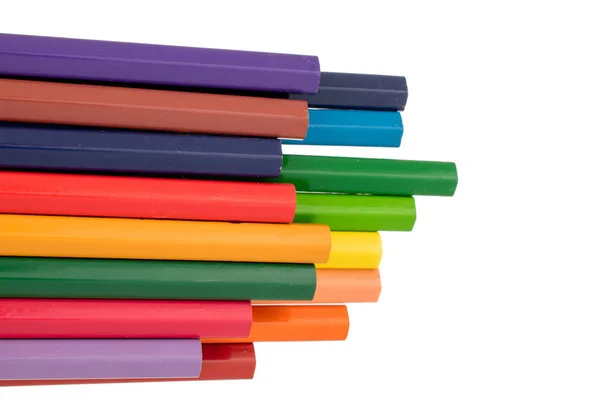 Varios Lápices Colores Cerca Aislados Sobre Fondo Blanco — Foto de Stock
