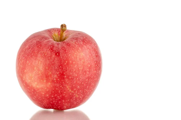Une Pomme Rouge Mûre Macro Isolée Sur Fond Blanc — Photo