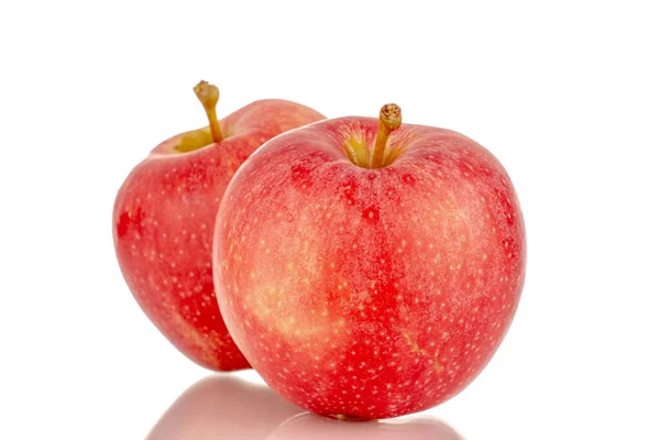 Deux Pommes Rouges Mûres Macro Isolées Sur Fond Blanc — Photo