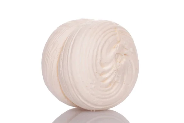 Jeden Sladký Bílý Marshmallow Makro Izolované Bílém Pozadí — Stock fotografie