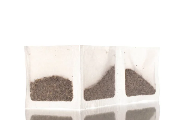 Three Bags Aromatic Tea Macro Isolated White Background — Stock Photo, Image