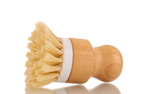 Bir bulaşık fırçası, makro, beyaz arkaplanda izole edilmiş..