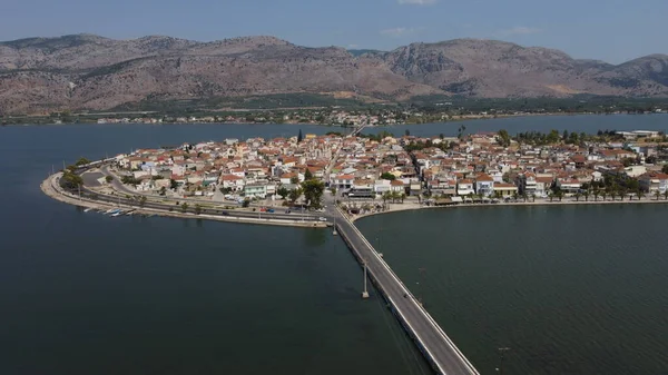 Vista Aérea Del Dron Ciudad Aitoliko Laguna Aitoloakarnania Grecia —  Fotos de Stock