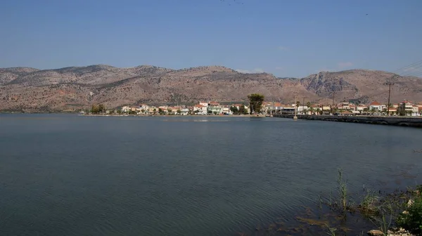 Pohled Město Aitoliko Lagunu Aitoloakarnania Řecko — Stock fotografie