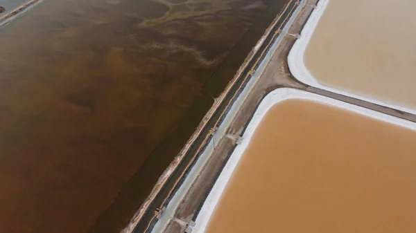 希腊Aitoloakarnania的Mesologgi盐场空中无人驾驶飞机视图 — 图库照片