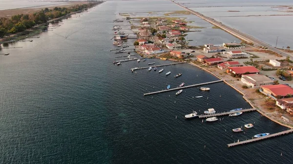 Aerial Drone View Tourlida Traditional Fishermen Settlement Lagoon Mesologgi Aitoloakarnania — Stock Photo, Image