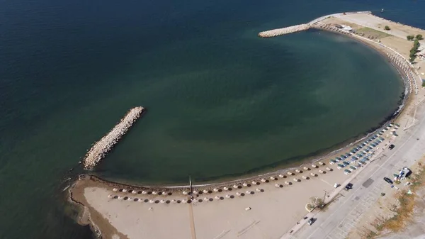 Aerial Drone View Tourlida Beach Lagoon Mesologgi Aitoloakarnania Grecja — Zdjęcie stockowe