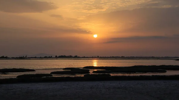 Sonnenuntergang Der Lagune Von Mesologgi Aitoloakarnania Griechenland — Stockfoto