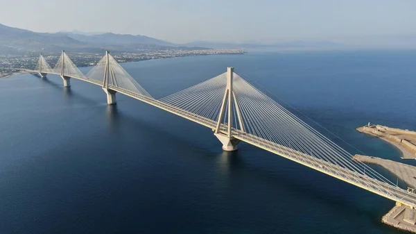 Rio Antirio Brücke Drohnenaufnahme Antirio Aitoloakarnania Griechenland — Stockfoto