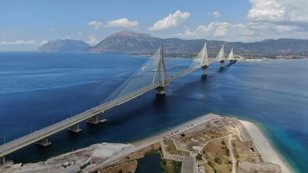 Rio Brücke Antirio Drohnenaufnahme Rio Achaia Griechenland — Stockfoto