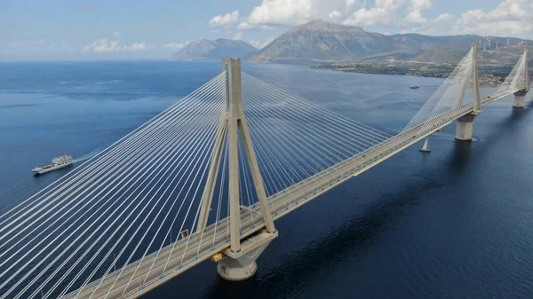 Rio Brücke Antirio Drohnenaufnahme Rio Achaia Griechenland — Stockfoto