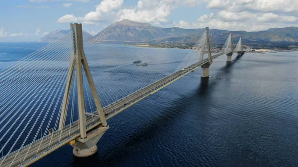 Rio Brücke Antirio Drohnenaufnahme Rio Achaia Griechenland — Stockfoto