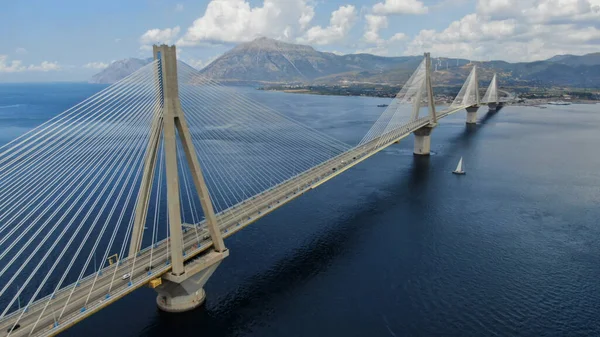 Río Puente Del Antírio Vista Aérea Del Dron Río Acaya — Foto de Stock