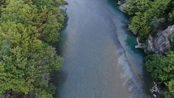 River Aoos Konitsa Vista Aérea Drone Epirus Grécia — Fotografia de Stock