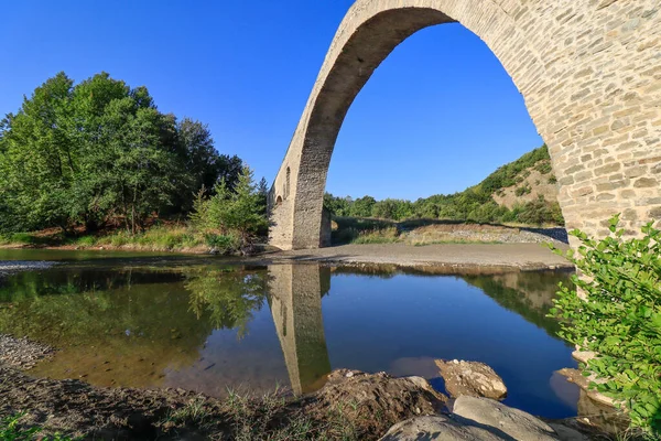Aziz Aga Nın Eski Taş Köprüsü Venetikos Nehri Grevena Makedonya — Stok fotoğraf
