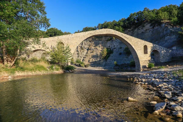 Старинный Каменный Мост Азиз Ага Река Фасос Гревена Македония Греция — стоковое фото