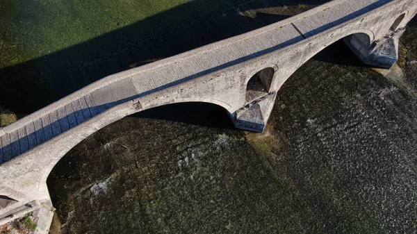 Stary Kamienny Most Arta Rzeka Arachthos Widok Lotu Ptaka Epirus — Zdjęcie stockowe