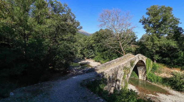 Vieux Pont Pierre Kaber Aga Rivière Zagoritikos Zagori Épire Grèce — Photo