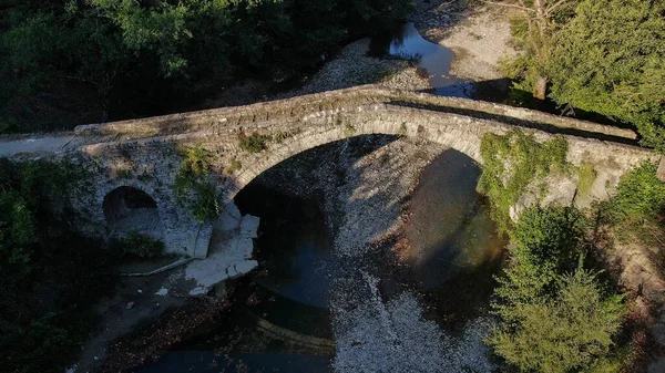 Puente Piedra Viejo Kaber Aga Río Zagoritikos Vista Aérea Del —  Fotos de Stock