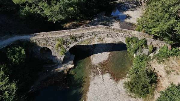 Παλαιά Πέτρινη Γέφυρα Kaber Aga Ζαγορίτικος Ποταμός Αεροφωτογραφία Επανδρωμένου Αεροσκάφους — Φωτογραφία Αρχείου