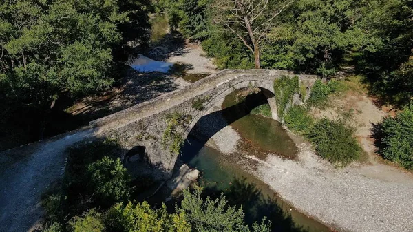 Vieux Pont Pierre Kaber Aga Rivière Zagoritikos Vue Aérienne Sur — Photo