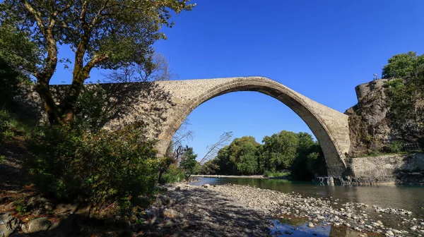 Régi Kőhíd Konitsa Aoos Folyó Epirosz Görögország — Stock Fotó