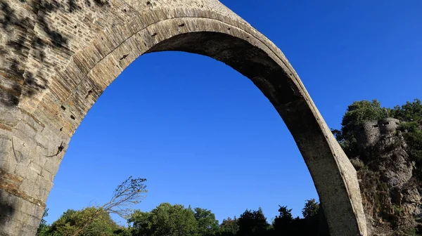 Oude Stenen Brug Van Konitsa Aoos Rivier Epirus Griekenland — Stockfoto