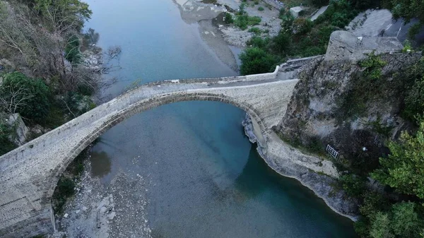 Παλαιά Πέτρινη Γέφυρα Κόνιτσας Αώος Θέα Από Ψηλά Ήπειρος — Φωτογραφία Αρχείου