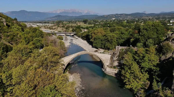 Παλαιά Πέτρινη Γέφυρα Κόνιτσας Αώος Θέα Από Ψηλά Ήπειρος — Φωτογραφία Αρχείου