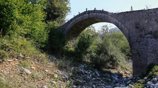 Puente Piedra Viejo Plakida Zagori Ioannina Epiro Grecia — Foto de Stock