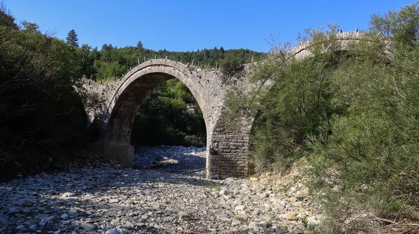 Vecchio Ponte Pietra Plakida Zagori Ioannina Epiro Grecia — Foto Stock
