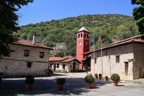 Kastoria Cidade Lago Orestiada Mosteiro Mavriotissa Macedônia Grécia — Fotografia de Stock