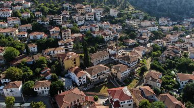 Kastoria şehri, Doltso bölgesi, Orestiada Gölü, hava aracı manzarası, Makedonya ve Yunanistan