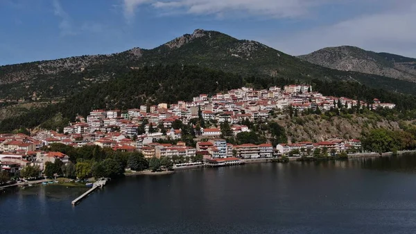 Kastoria City Lake Orestiada Air Drone View Macedonia Greece — Stock fotografie