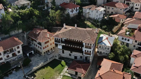 Kastoria Ciudad Lago Orestiada Tsiatsiapa Antigua Mansión Tradicional Vista Aérea — Foto de Stock