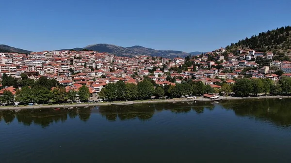 Kastoria City Lake Orestiada Air Drone View Macedonia Greece — Stock fotografie