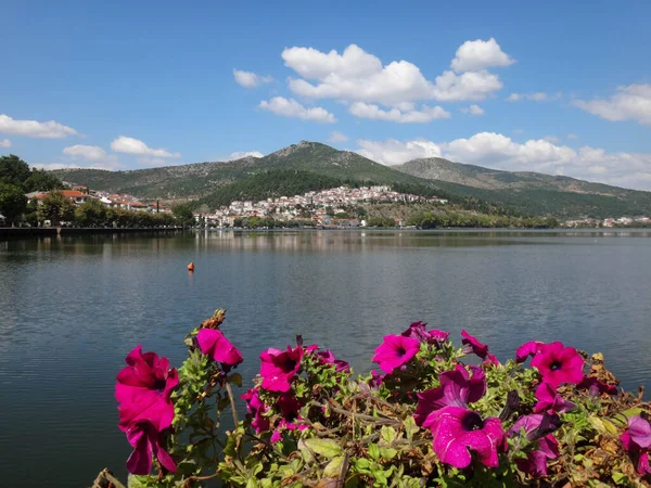 Město Kastoria Jezera Orestiada Makedonie Řecko — Stock fotografie