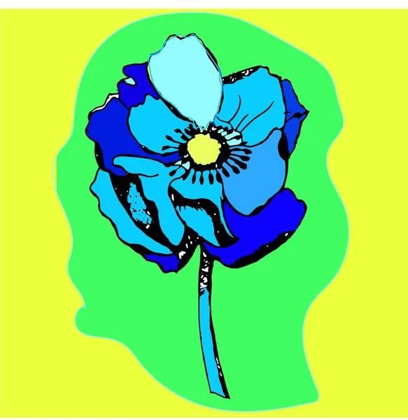 Schöne Blaue Blume Auf Gelbem Hintergrund — Stockfoto
