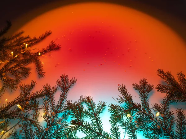 小枝やクリスマスのガーランド クリスマスの装飾を発芽 — ストック写真
