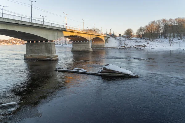 Narva Estland Dezember 2021 Blick Auf Die Brücke Druzhba Über — Stockfoto